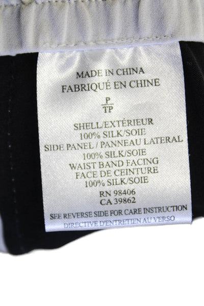 Theory Women Silk Stretch Tapered Casual Jogger Pants Solid Black Size PP