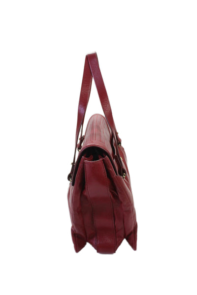 Elie Saab Unisex Adults Leather Gold Toned Hardware Satchel Handbag Cherry Red