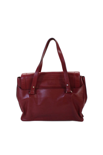 Elie Saab Unisex Adults Leather Gold Toned Hardware Satchel Handbag Cherry Red