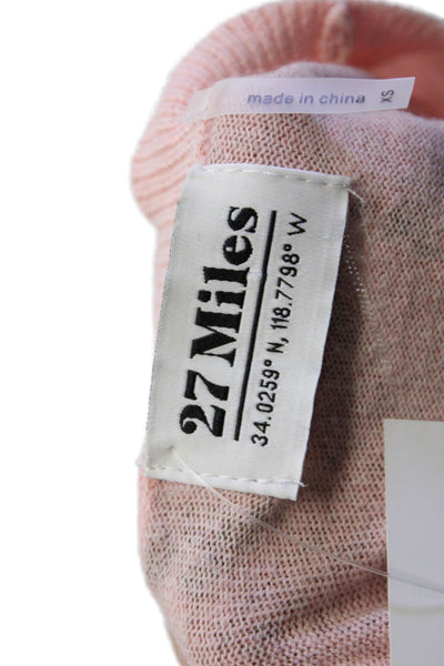 27 Miles Womens Cotton Snakeskin Print Long Sleeve Knit Top Pink Size XS