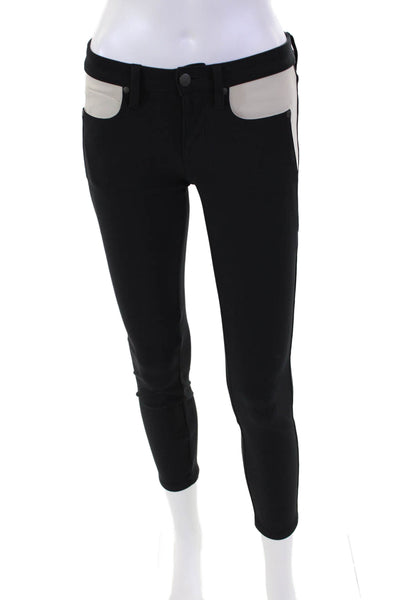 Genetic Denim Womens Colorblocked Zippered Skinny Leg Pants Black Size 25