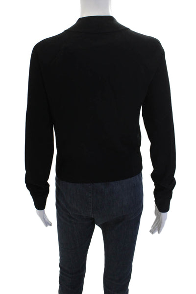 Vince Womens Basic High Neckline Full Zip Long Cropped Sweater Black Size S