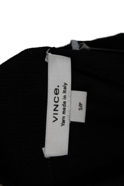 Vince Womens Basic High Neckline Full Zip Long Cropped Sweater Black Size S