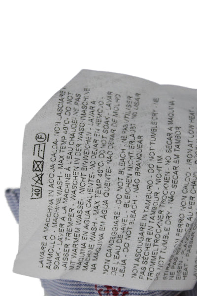 Etro Womens Cotton Long Sleeve Button Up Printed Dress Blouse Blue Size M