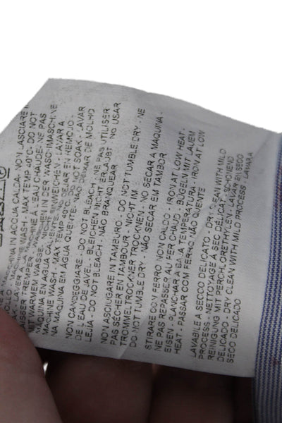 Etro Womens Cotton Long Sleeve Button Up Printed Dress Blouse Blue Size M