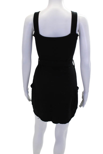 Philanthropy Womens Cotton Raw Hem Double Pocket Mini Dress Black Size XS