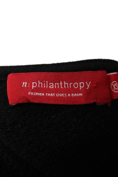Philanthropy Womens Cotton Raw Hem Double Pocket Mini Dress Black Size XS