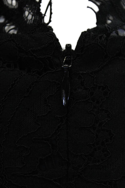 Rachel Zoe Womens Cotton Lace Texture Cap Sleeve Zipped Jumpsuit Black Size 0