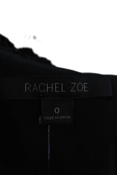 Rachel Zoe Womens Cotton Lace Texture Cap Sleeve Zipped Jumpsuit Black Size 0