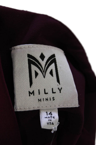 Milly Minis Girls Short Sleeve Zippered Knee Length Dress Red Size 14
