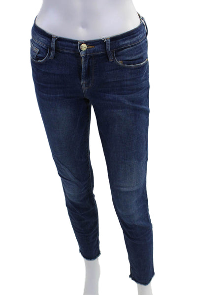 Frame Denim Womens Cotton Zip Medium Wash Low-Rise Skinny Jeans Blue Size 26