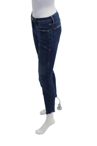 Frame Denim Womens Cotton Zip Medium Wash Low-Rise Skinny Jeans Blue Size 26