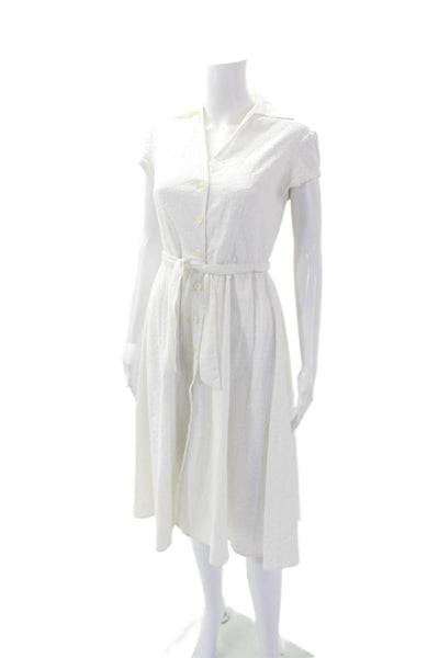 Michael Michael Kors Womens Cotton Collared Tied Short Sleeve Dress White Size 4