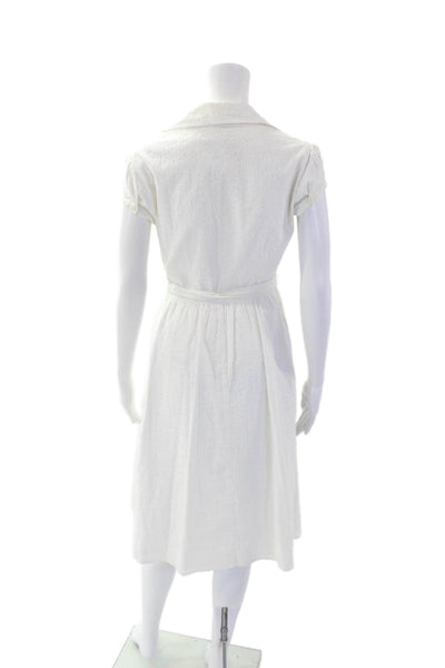 Michael Michael Kors Womens Cotton Collared Tied Short Sleeve Dress White Size 4