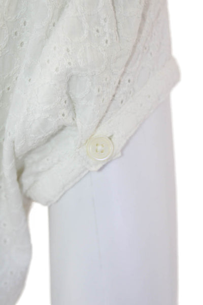 Michael Michael Kors Womens Cotton Collared Tied Short Sleeve Dress White Size 4