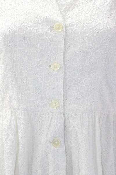Michael Michael Kors Womens Cotton Collared Tied Short Sleeve Dress White Size 4