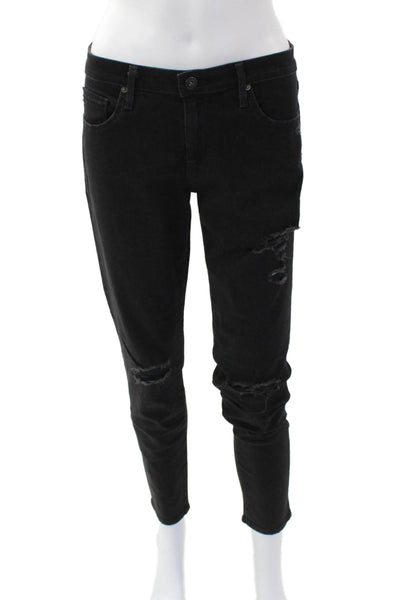 AG Adriano Goldschmied Womens Cotton Mid-Rise Zippered Jeans Black Size 30