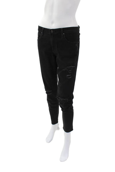AG Adriano Goldschmied Womens Cotton Mid-Rise Zippered Jeans Black Size 30