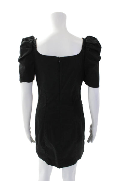 C/MEO Collective Womens Cotton Square Neck Puff Sleeve Mini Dress Black Size S