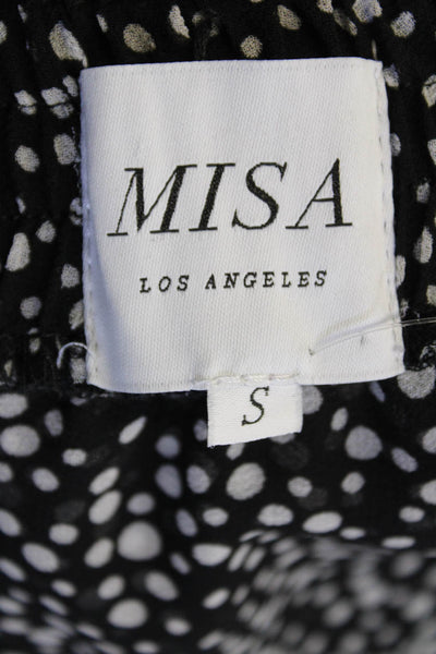 Misa Womens Smocked Waist Polka Dot Layered Ruffled Mini Skirt Black Size S