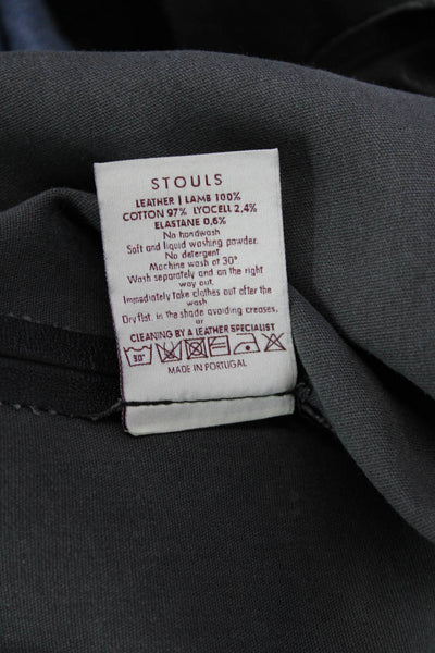 Stouls Women's Pull-On Flat Front Leather Straight Leg Pants Black Size L