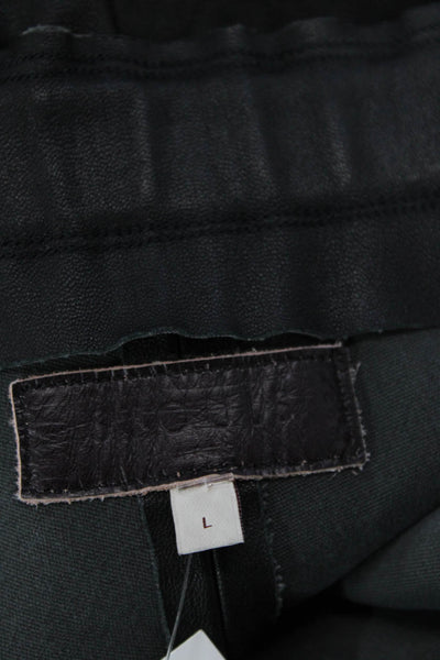 Stouls Women's Pull-On Flat Front Leather Straight Leg Pants Black Size L