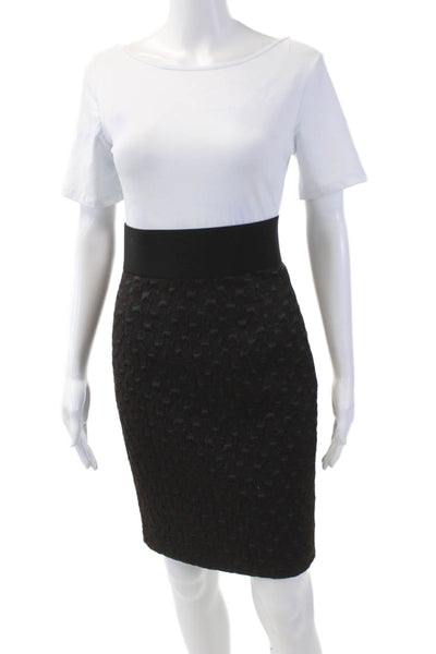 Marc Jacobs Womens Geometric Detail Elastic Waist Pencil Skirt Black Size 0