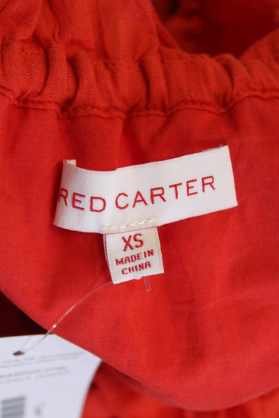Red Carter Womens Cotton Embroidered Trim Tiered Mini Skirt Red Size XS