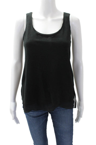 Vince Womens Sleeveless Scoop Neck Casual Tank Blouse Black Size XXS