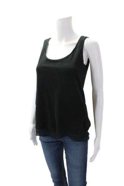 Vince Womens Sleeveless Scoop Neck Casual Tank Blouse Black Size XXS