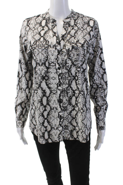 Calvin Klein Womens Sleeveless V-neck Animal Print Tank Blouse White Size XS