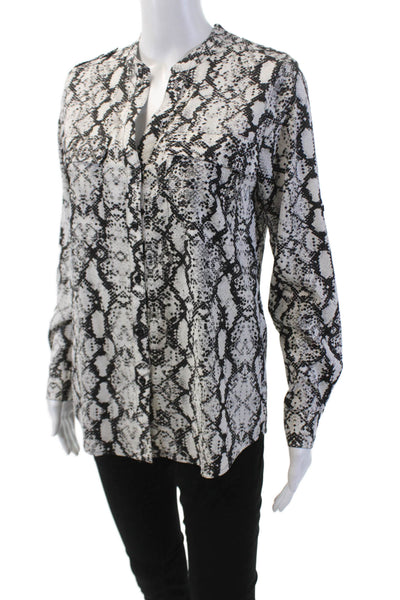 Calvin Klein Womens Sleeveless V-neck Animal Print Tank Blouse White Size XS