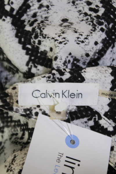 Calvin Klein Womens Sleeveless V-neck Animal Print Tank Blouse White Size XS