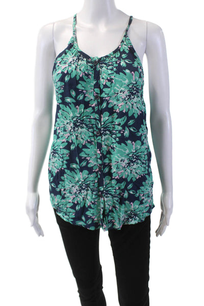 Splendid Womens Sleeveless Scoop Neck Button Multicolor Tank Top Green Size XS