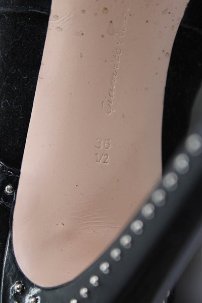 Gianvito Rossi Womens Suede Studded Belted Ankle Boots Black Size 36.5 6.5