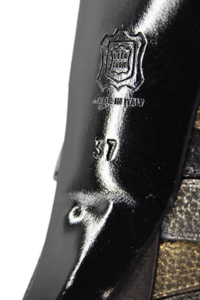 Bruno Frisoni Womens Leather Strappy Sandal Heels Silver Gold Size 37 7