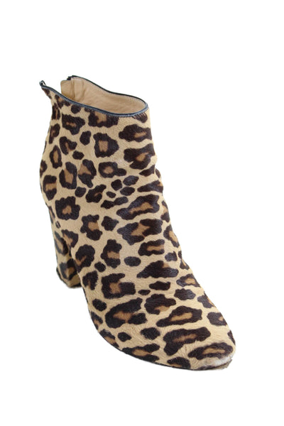 Charlotte Olympia Womens Animal Print Ankle Boots Beige Black Size 37 7