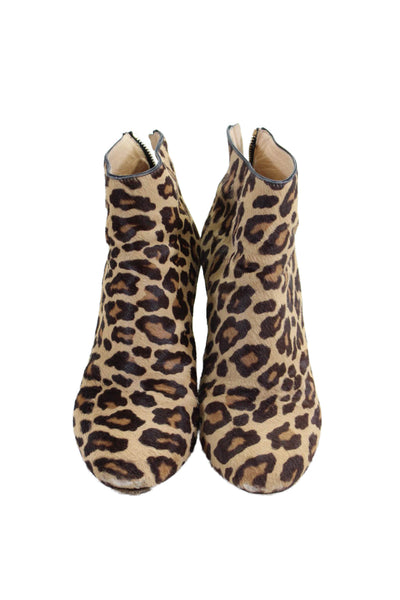 Charlotte Olympia Womens Animal Print Ankle Boots Beige Black Size 37 7