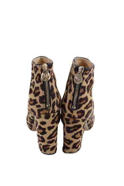 Charlotte Olympia Womens Animal Print Ankle Boots Beige Black Size 37 7