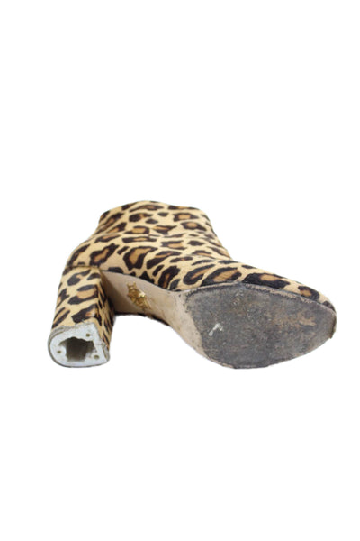 Charlotte Olympia Womens Animal Print Ankle Boots Beige Black Size 37 7