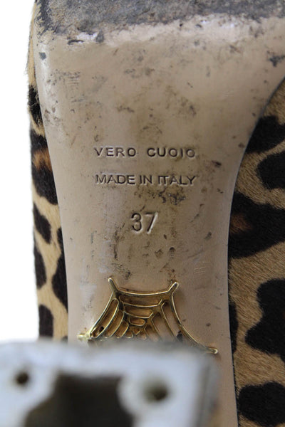 Charlotte Olympia Womens Animal Print Ankle Boots Beige Black Size 37 7