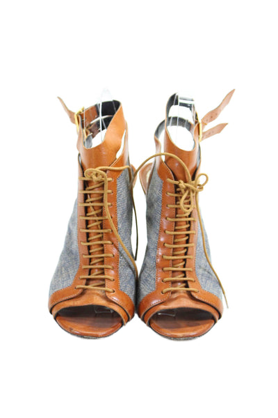 Pierre Hardy Womens Slingbacks Open Toe Ankle Boots Blue Brown Size 36 6