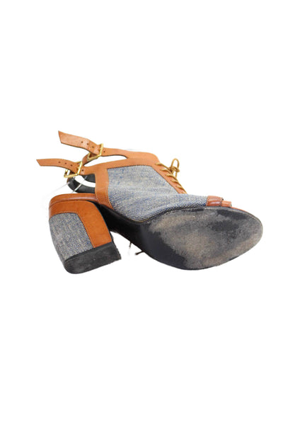 Pierre Hardy Womens Slingbacks Open Toe Ankle Boots Blue Brown Size 36 6