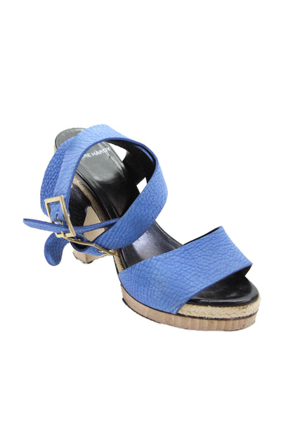 Pierre Hardy Womens Leather Platform Slingbacks Sandal Heels Blue Size 7
