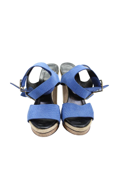 Pierre Hardy Womens Leather Platform Slingbacks Sandal Heels Blue Size 7