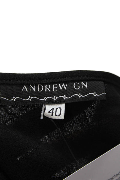 Andrew Gn Womens Sleeveless V Neck Lace Overlay Boxy Top Black Size IT 40