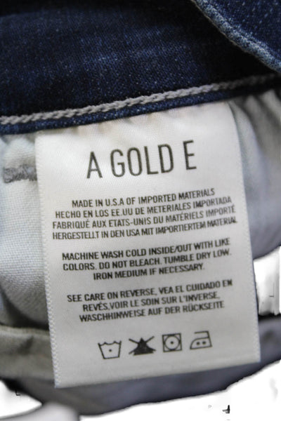 Agolde Womens Cotton Dark Wash Mid Rise Buttoned Capri Jeans Blue Size 27
