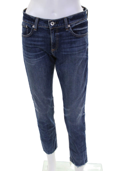 Rag & Bone Womens Cotton Dark Wash Raw Hem Slim Leg Capri Pants Blue Size 27