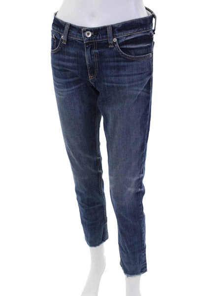Rag & Bone Womens Cotton Dark Wash Raw Hem Slim Leg Capri Pants Blue Size 27