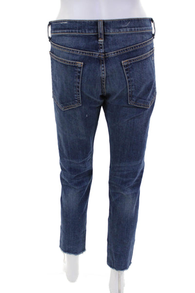 Rag & Bone Womens Cotton Dark Wash Raw Hem Slim Leg Capri Pants Blue Size 27